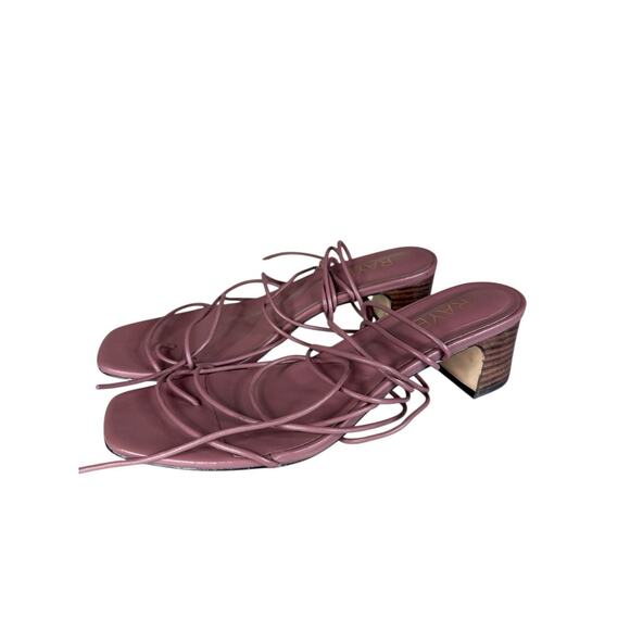 RAYE Talia Pink Leather Ankle Wrap Sandals Block Heel Size 8.5 - Picture 11 of 13